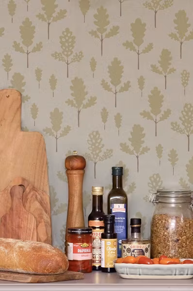 Majvillan, tapet Oak, greige blue