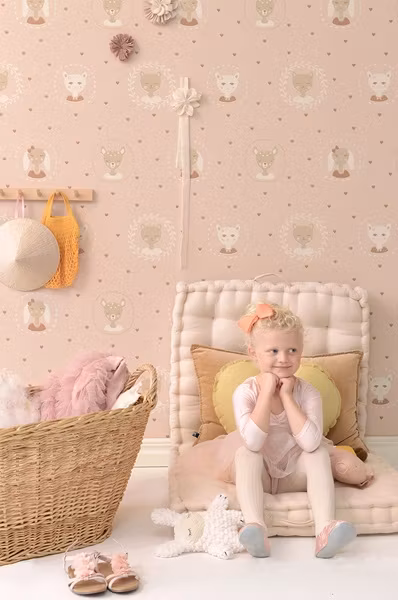 Majvillan, tapet Hearts, dusty warm pink