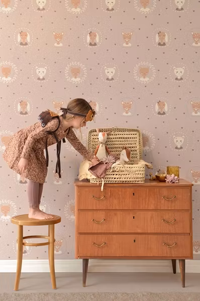 Majvillan, tapet Hearts, dusty warm lilac