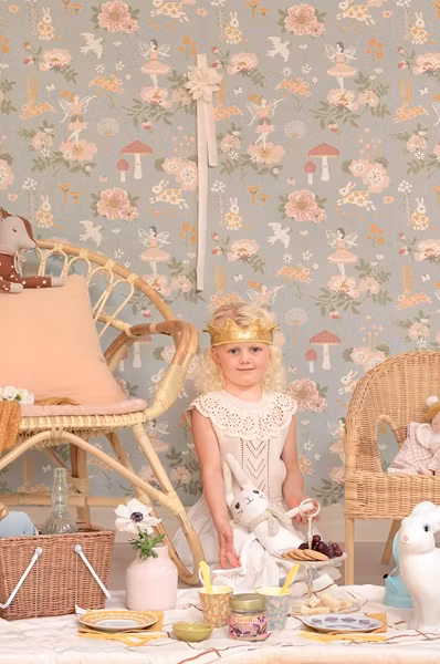 Majvillan, tapet Old garden, gentle bluegrey