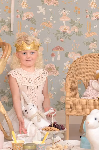 Majvillan, tapet Old garden, gentle bluegrey