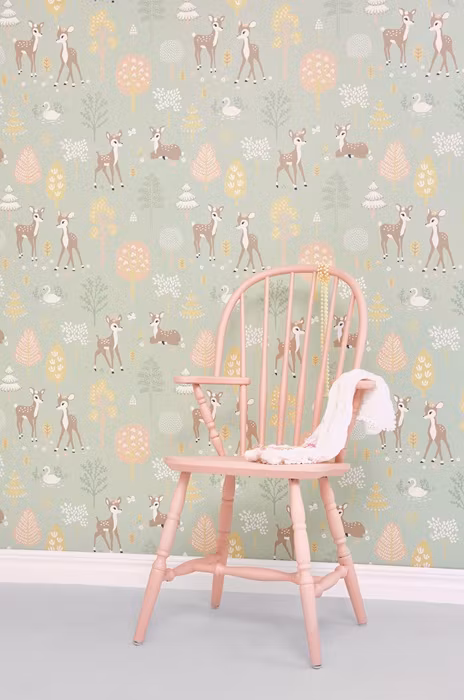 Majvillan, tapet Golden woods, dusty green