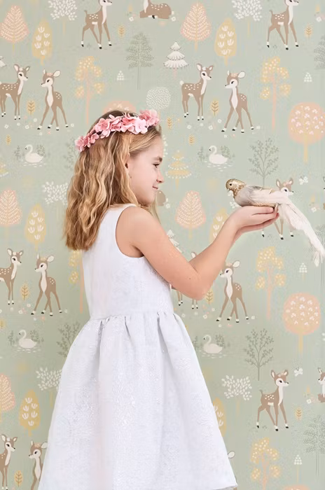 Majvillan, tapet Golden woods, dusty green