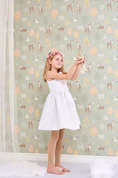 Majvillan, tapet Golden woods, dusty green