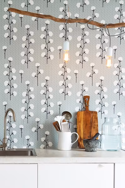 Majvillan, tapet Sweet cotton, grå