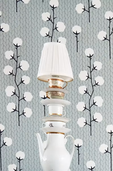 Majvillan, tapet Sweet cotton, grå