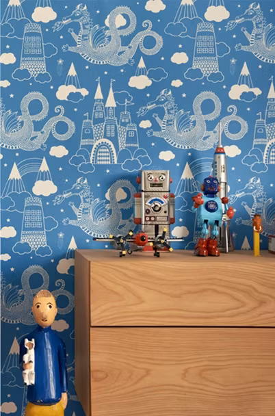 Majvillan, tapet Dragon sky, mørkeblå