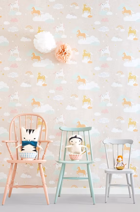 Majvillan, tapet Rainbow treasures, lovely pastel pink