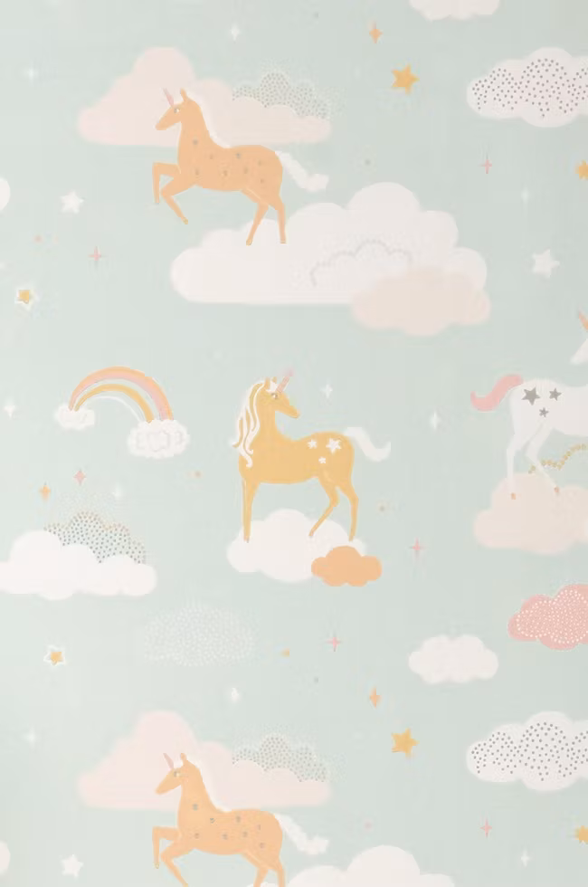 Majvillan, tapet Rainbow treasures, bubblegum turquoise