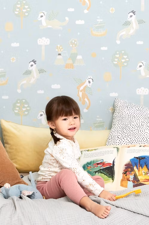 Majvillan, tapet Magical adventure, dusty blue