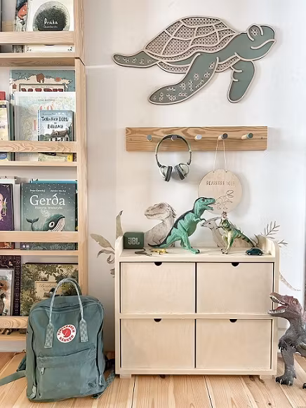 Kommode med fire skuffer, natur