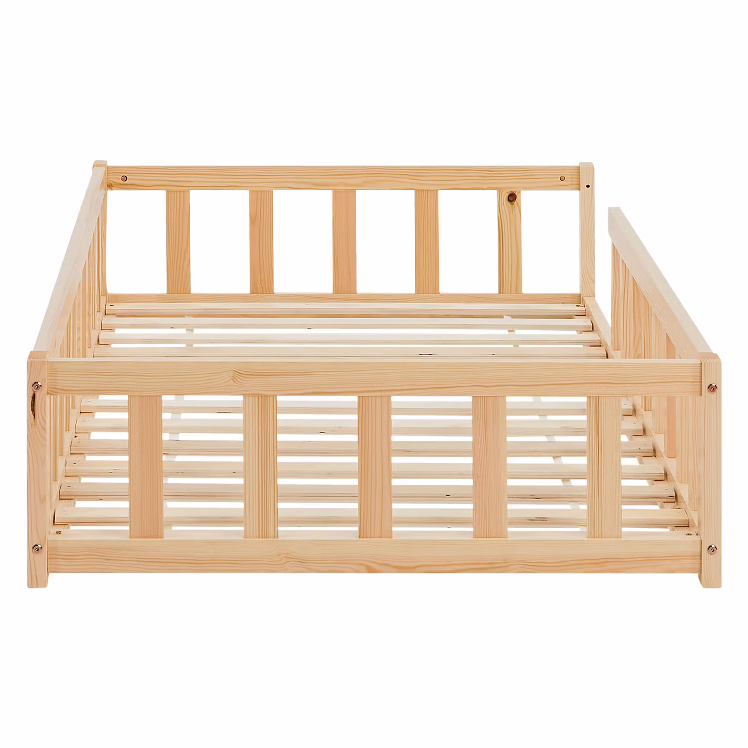 Montessori natur børneseng med beskyttelseskanter, 90x200 cm