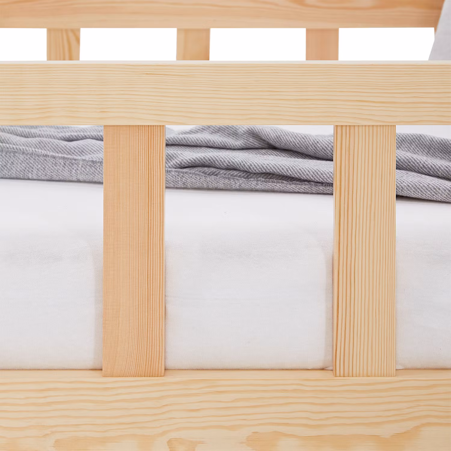Montessori natur børneseng med beskyttelseskanter, 90x200 cm
