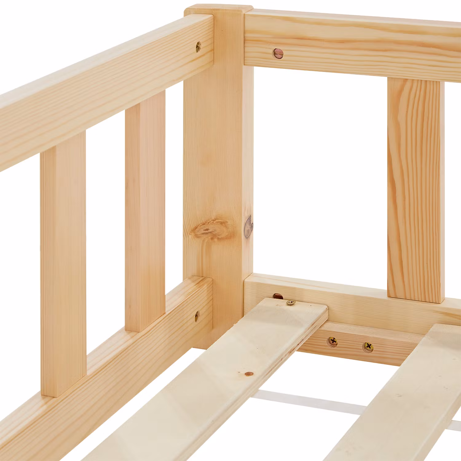 Montessori natur børneseng med beskyttelseskanter, 120x200 cm