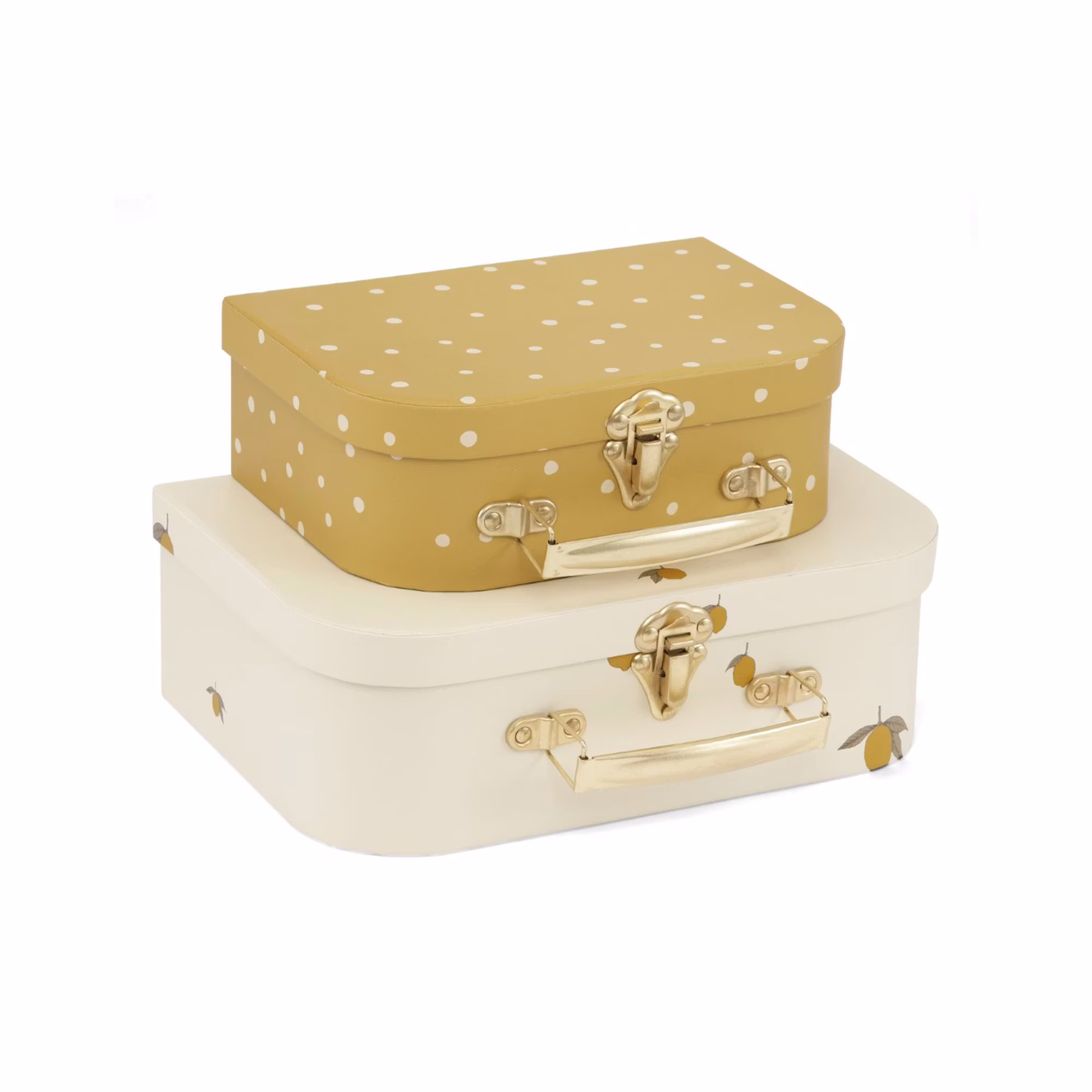 Konges Sløjd, 2-pak legetøjskufferter, Lemon/dot