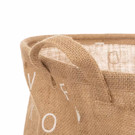 Jutekurv med alfabet, Ø35 cm, beige