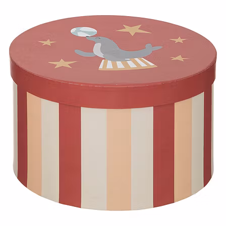 Runde papæsker med cirkusmotiv, 3-pak, flerfarvede