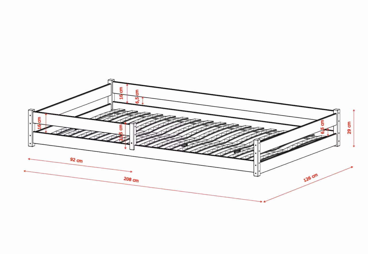Børneseng Zora 120x200 cm, antracit