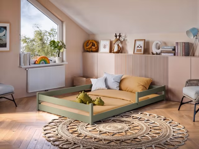 Børneseng Zora 120x200 cm, olive