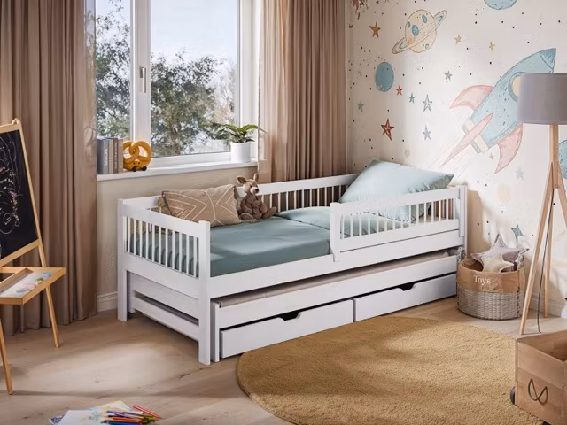 Barneseng Solvi med udtræksseng og opbevaringsskuffer