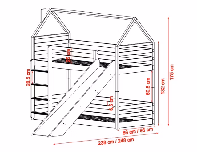 Køjeseng Pino med rutsjebane