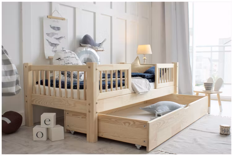 Juniorseng Alex Duo med opbevaring/udtræksseng