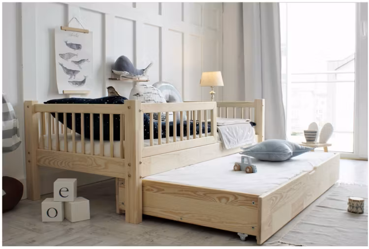 Juniorseng Alex Duo med opbevaring/udtræksseng