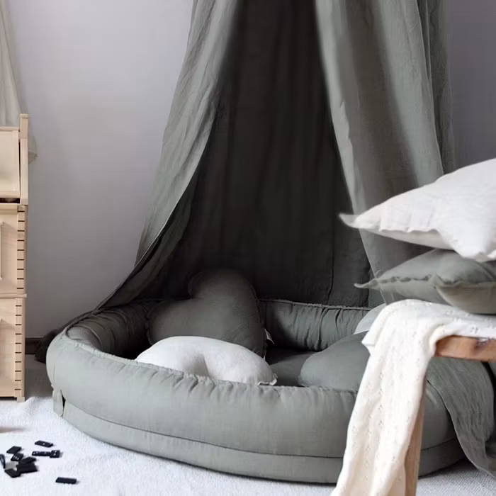 Cotton & Sweets olive junior nest i 100% linned, classic