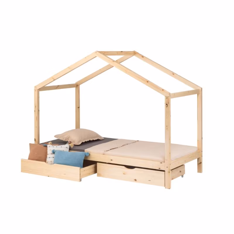 Natur husseng 90x200 cm med opbevaring