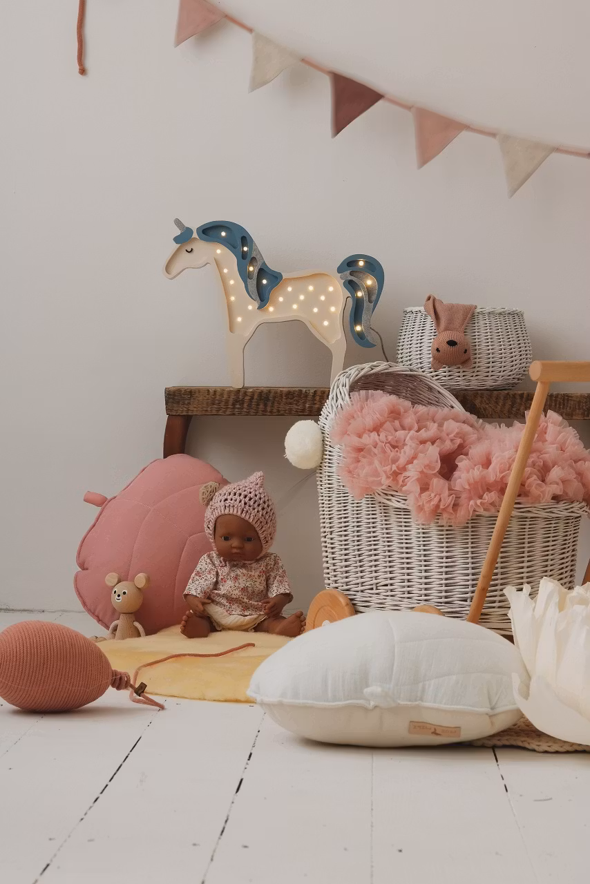 Little Lights, Lampe til børneværelset, Enhjørning blå glitter