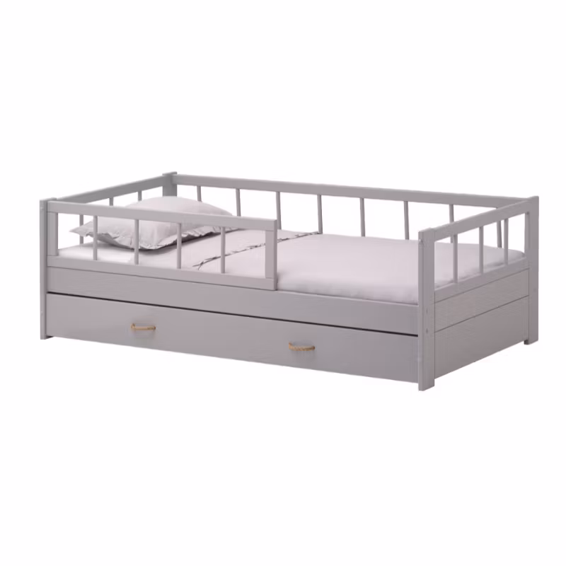 Juniorseng Minnie med opbevaring/udtræksseng, grå