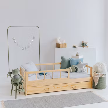 Juniorseng Minnie med opbevaring/udtræksseng, natur