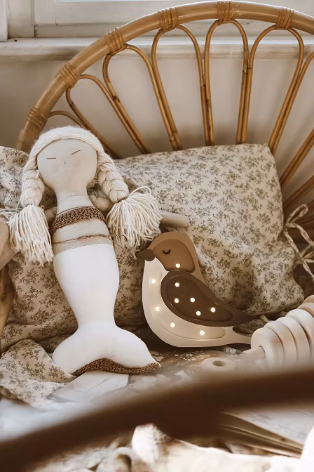 Little Lights, Lampe til børneværelset, Lille fugl coffee beige