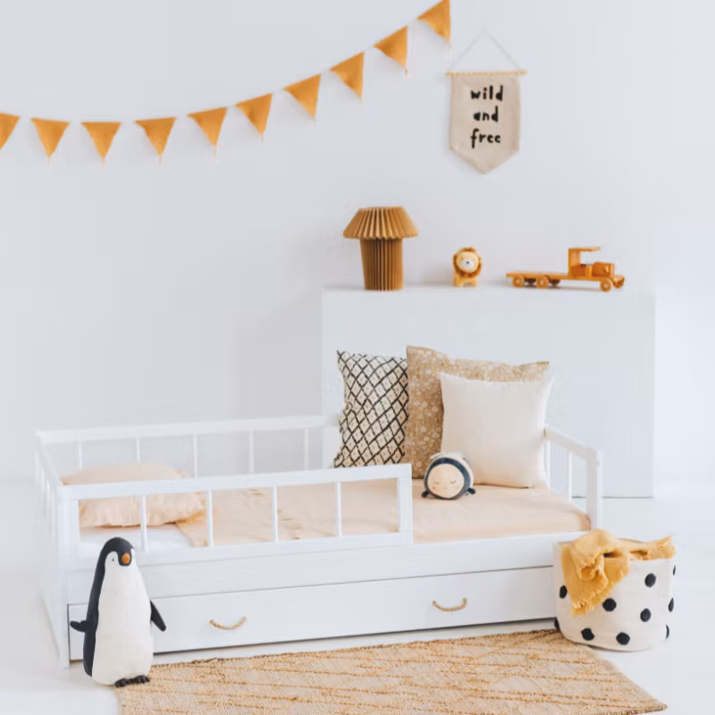 Juniorseng Minnie med opbevaring/udtræksseng, hvid