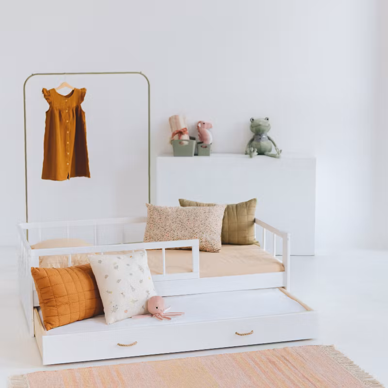 Juniorseng Minnie med opbevaring/udtræksseng, hvid