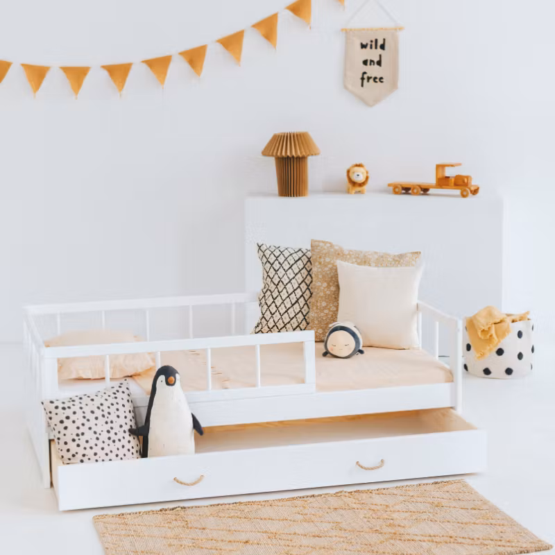 Juniorseng Minnie med opbevaring/udtræksseng, hvid