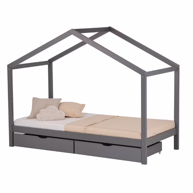 Grå husseng 90x200 med opbevaring