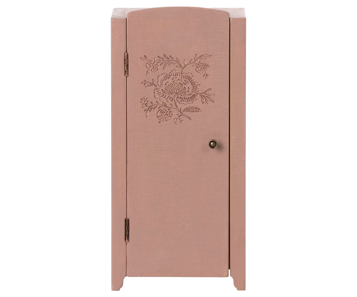 Maileg, vintage garderobe i træ, lys rosa