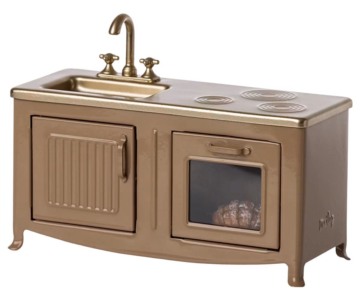 Maileg, brunt minikøkken til dukkehuse