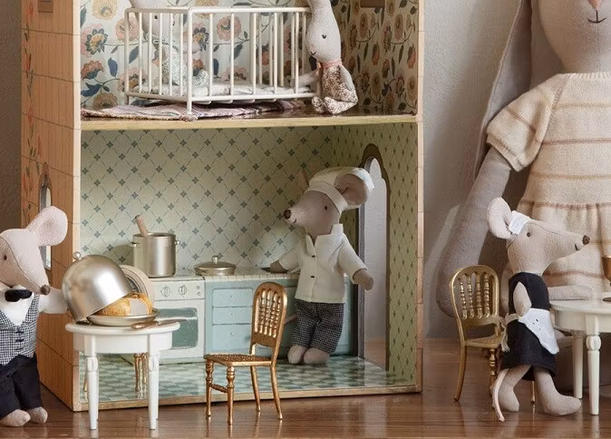 Maileg, stol Mus, guld