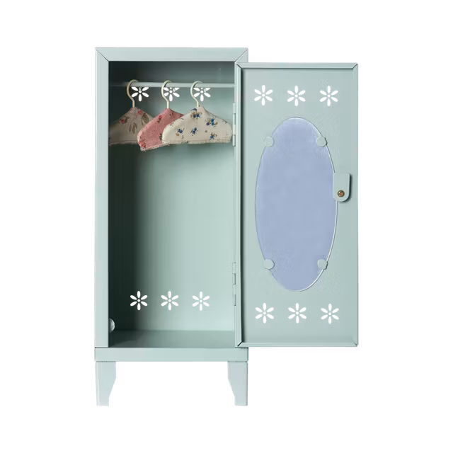 Maileg, skab (garderobe) med 3 bøjler, ny stand