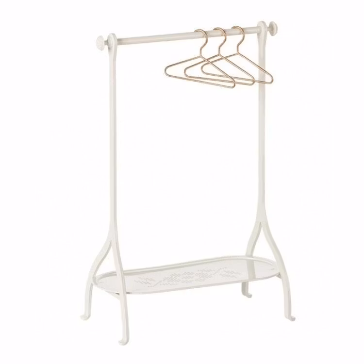 Maileg, Tøjstativ Offwhite med 3 guldbøjler
