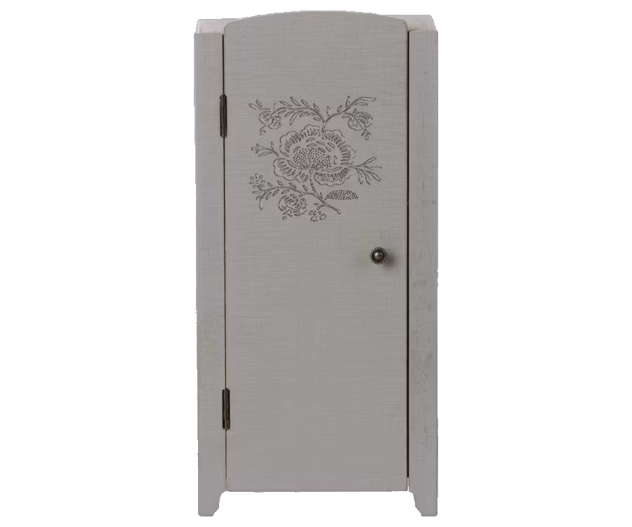 Maileg, garderobe i træ vintage, mint/grå