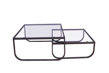 Soffbord svart/rökt glas 80x80cm