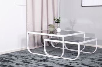 Soffbord vit rökt glas
