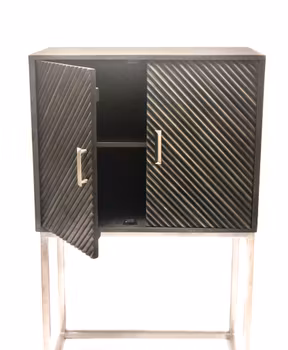 Wooden raised Chevron cabinet