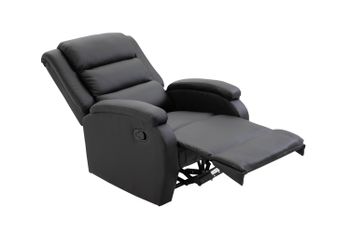 Reclinerfåtölj med ottoman svart konstläder