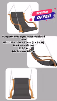 Gungstol massiv teak