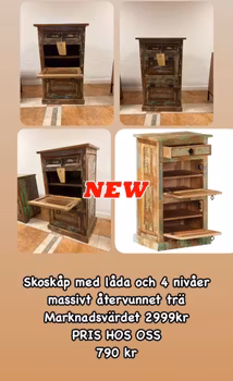 Skoskåp återvunnet trä