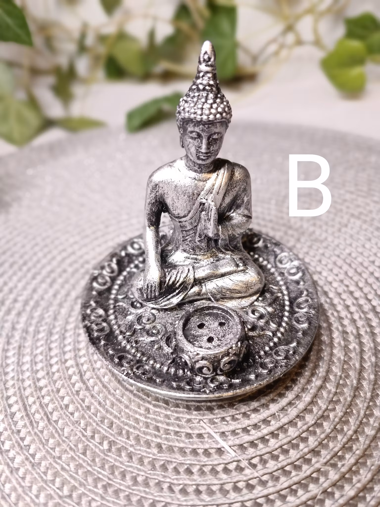 Rökelsehållare Buddha, Silver